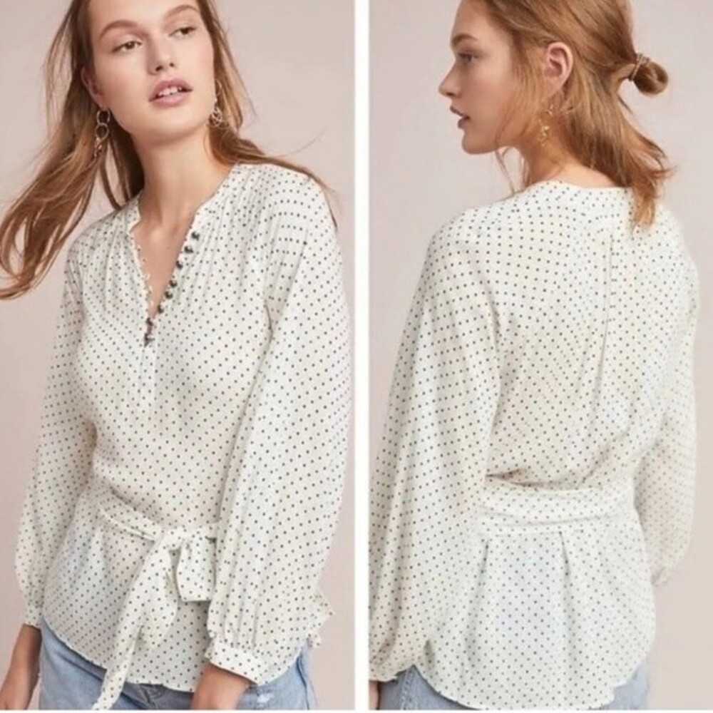 Anthropologie Maeve Lucy Polka Dot Blouse, Size 0P‎